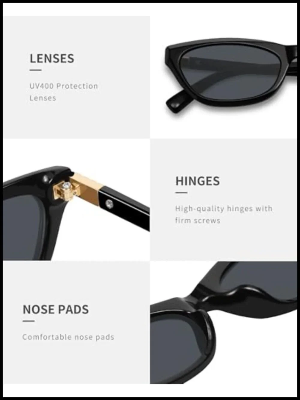 Narrow Cat Eye Sunglasses Women Retro 90s UV400 Polycarbonate